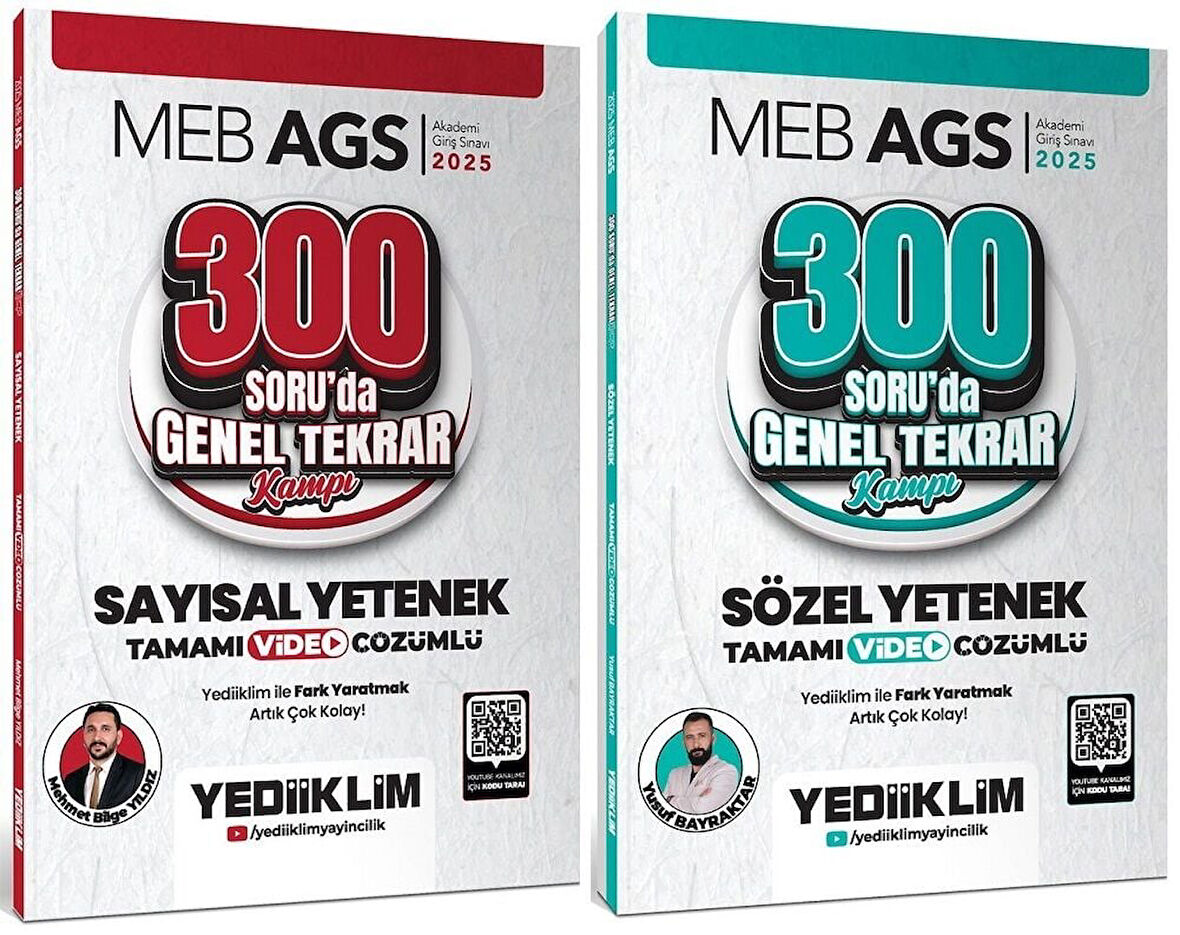 Yediiklim 2025 MEB-AGS Sayısal + Sözel Yetenek 600 Soruda Genel Tekrar Kampı 2 li Set - Mehmet Bilge Yıldız, Yusuf Bayraktar Yediiklim Yayınları