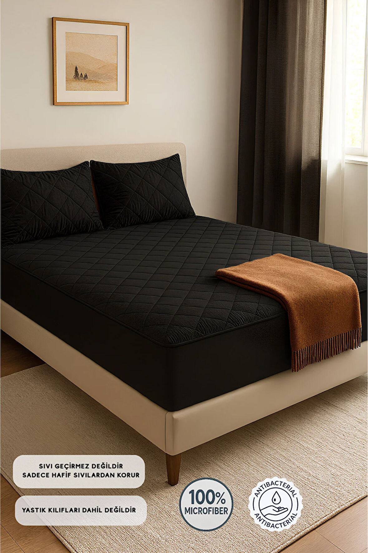 Formeya Adelya Siyah Kapitone Yatak Koruyucu Alez