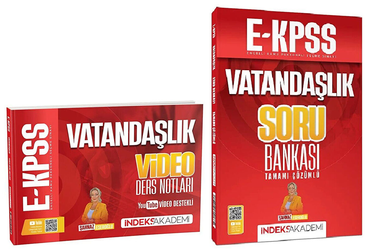 İndeks Akademi 2026 EKPSS Vatandaşlık Video Ders Notları + Soru Bankası 2 li Set - Şahnaz Eseroğlu İndeks Akademi Yayıncılık