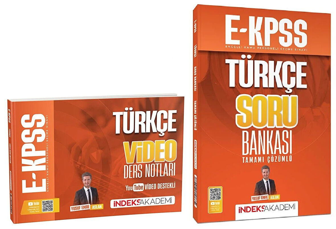 İndeks Akademi 2026 EKPSS Türkçe Video Ders Notları + Soru Bankası 2 li Set - Yusuf Emre Aslan İndeks Akademi Yayıncılık