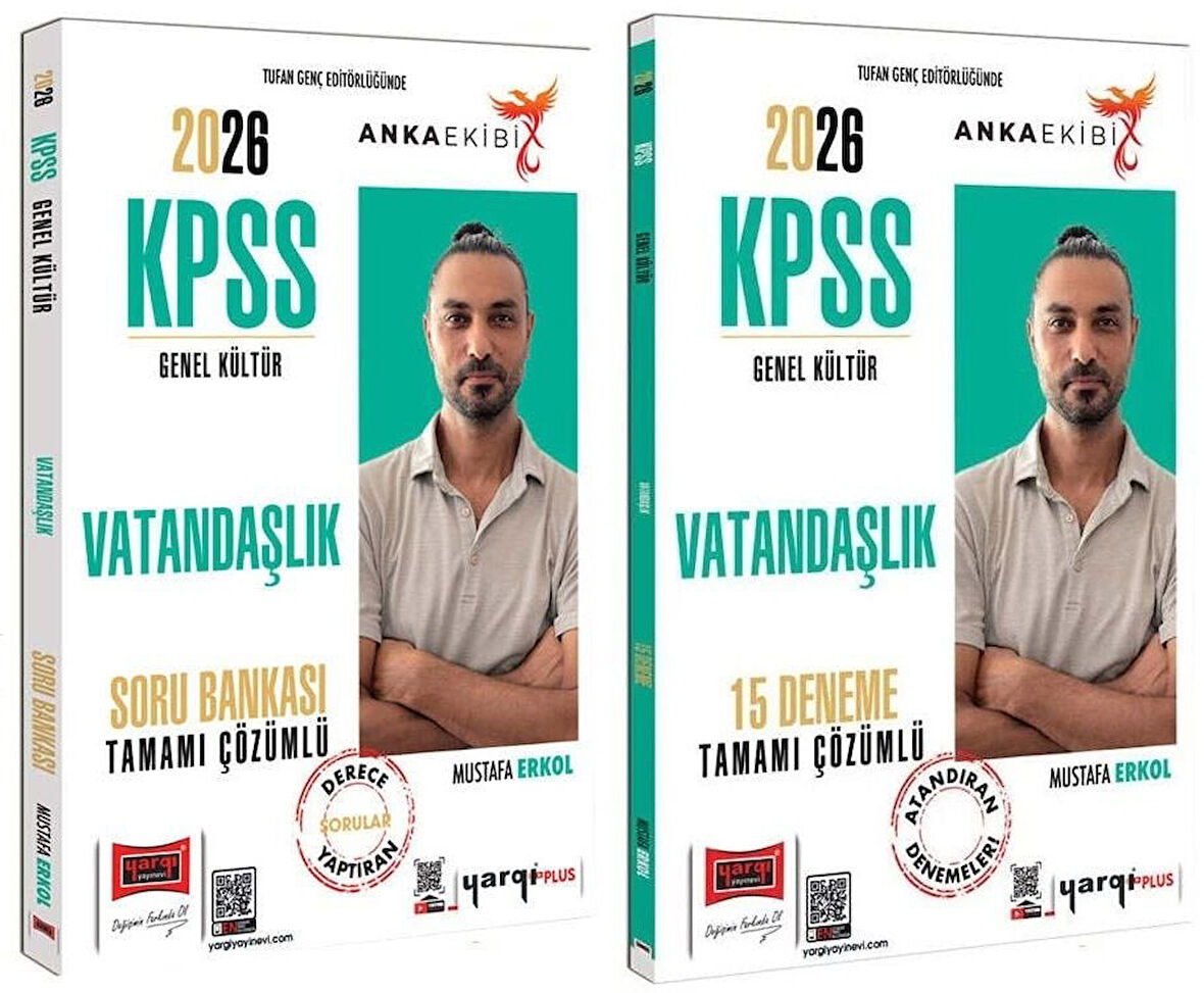 Yargı 2026 KPSS Vatandaşlık Soru Bankası + 15 Deneme 2 li Set Anka Ekibi - Mustafa Erkol Yargı Yayınları