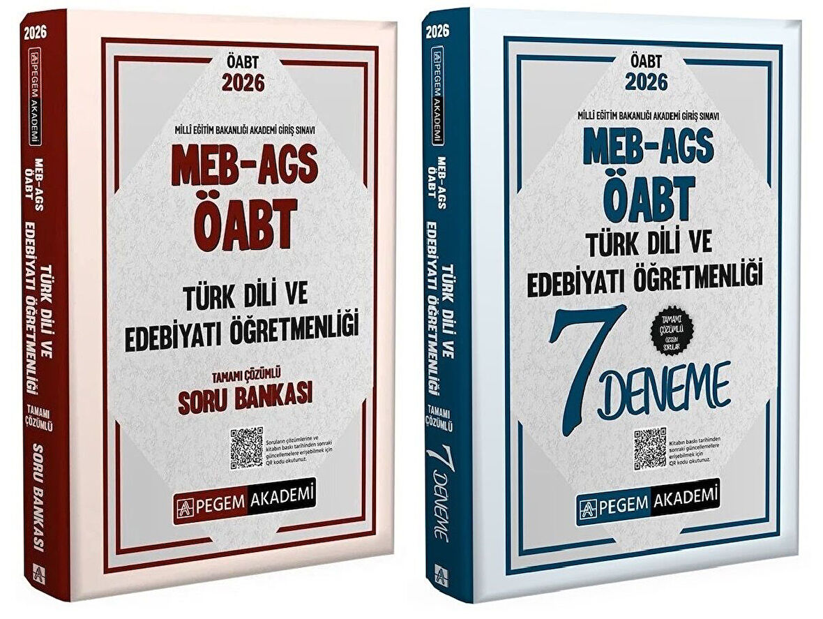 Pegem 2026 ÖABT MEB-AGS Türk Dili ve Edebiyatı Öğretmenliği Soru Bankası + 7 Deneme 2 li Set Pegem Akademi Yayınları