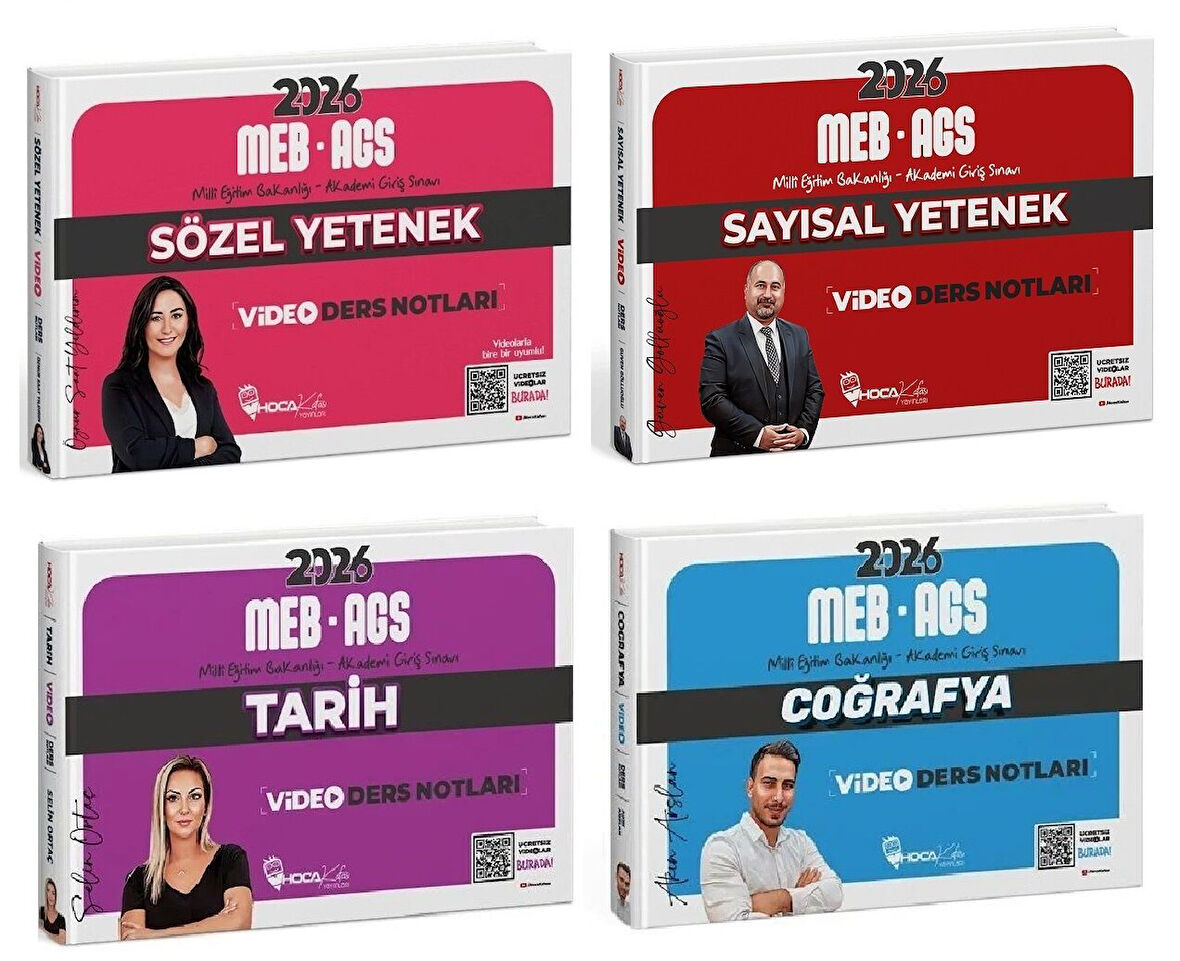 Hoca Kafası 2026 MEB-AGS Sözel + Sayısal Yetenek + Tarih + Coğrafya Video Ders Notları 4 lü Set Hoca Kafası Yayınları