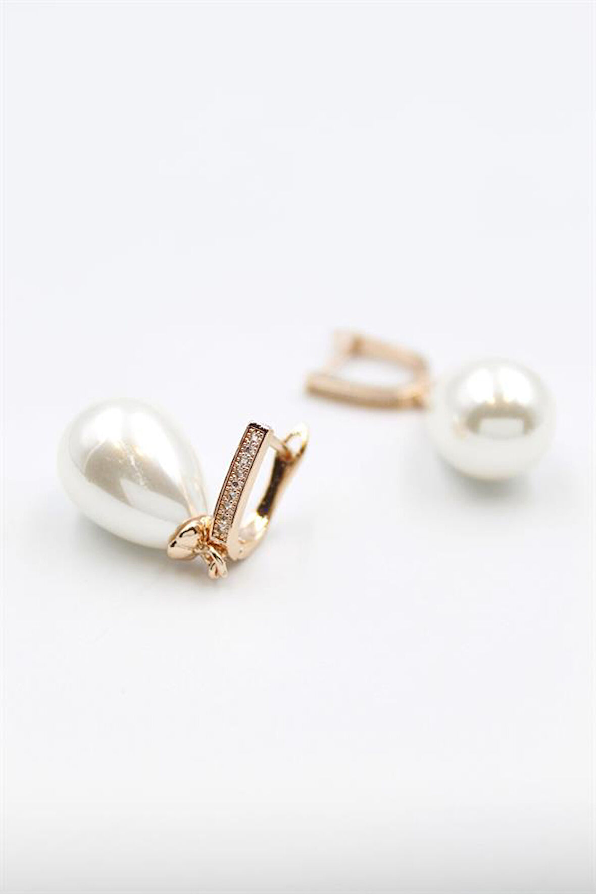 İncili Küpe - Beyaz