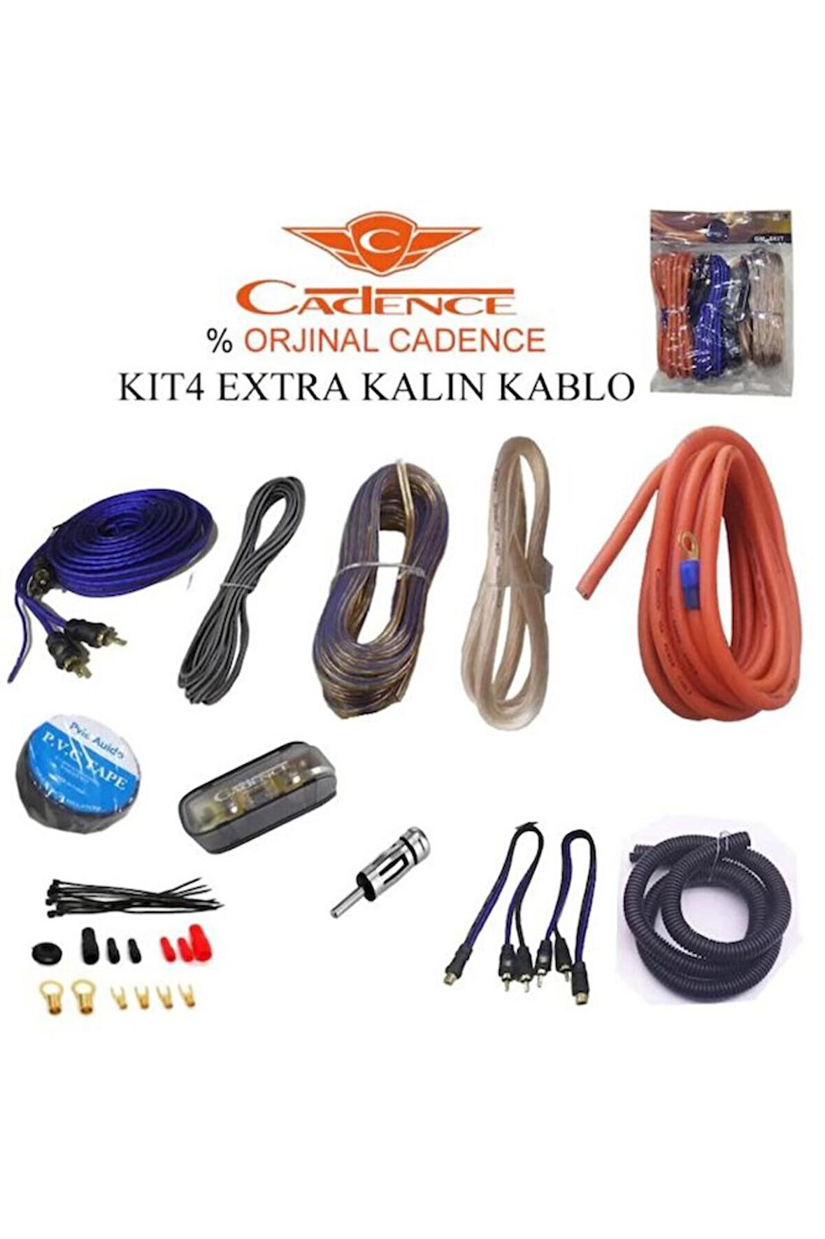 Cadence Kit 4 Ga Oto Amfi Tesisat Kablo Montaj Set Extra Kalın