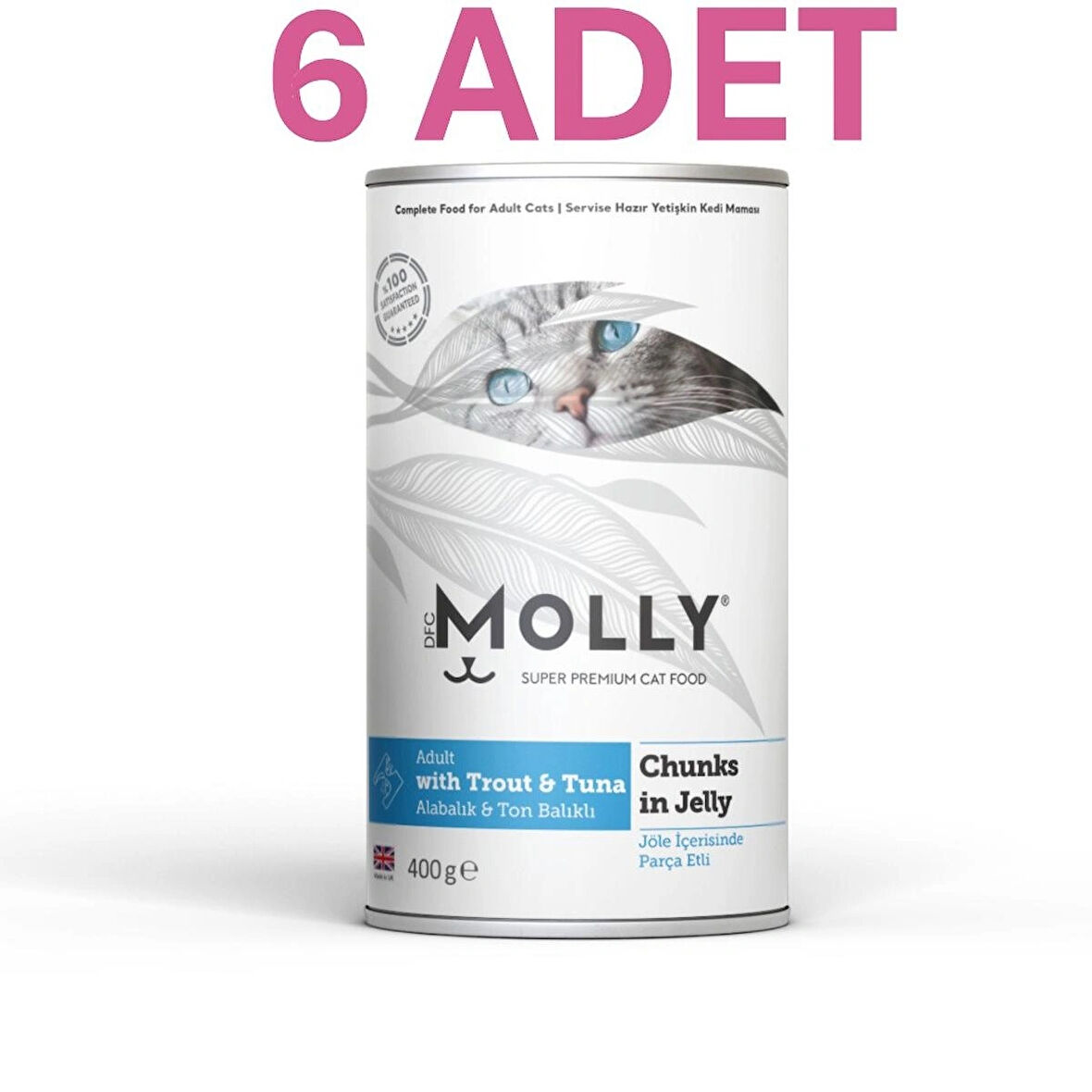Molly Jöle İçinde Parça Alabalık ve Ton Balıklı Yetişkin Kedi Konservesi 6*400gr (6 ADET)