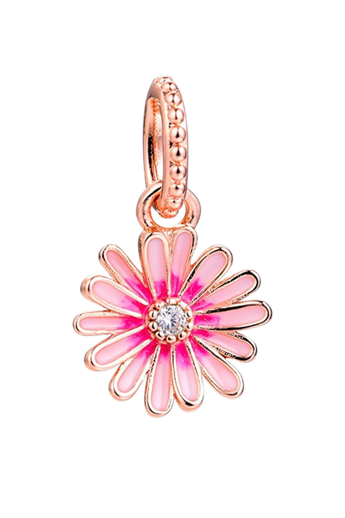 Pembe Papatya Rose Charm | 925 Ayar Gümüş