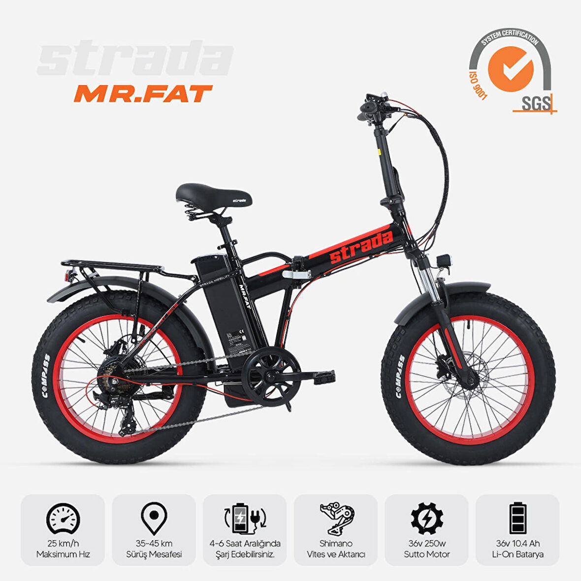 Stradacycles Mr. Fat Hidrolik Disk Katlanabilir Fat Bike 20 Jant Bisiklet