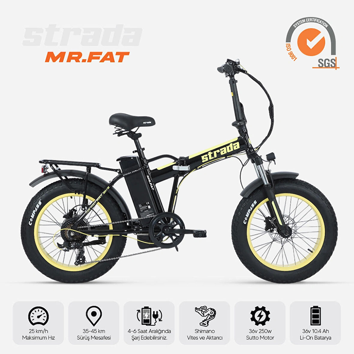 Stradacycles Mr. Fat Hidrolik Disk Katlanabilir Fat Bike 20 Jant Bisiklet