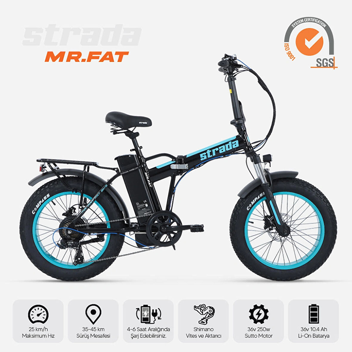 Stradacycles Mr. Fat Hidrolik Disk Katlanabilir Fat Bike 20 Jant Bisiklet