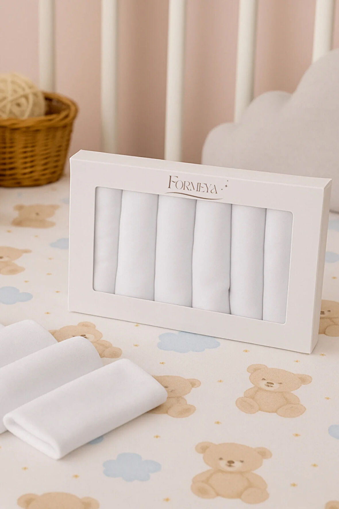 Özel Seri 7'li %100 Pamuklu Bebek Ağız Silme Mendili Bebek Mendili