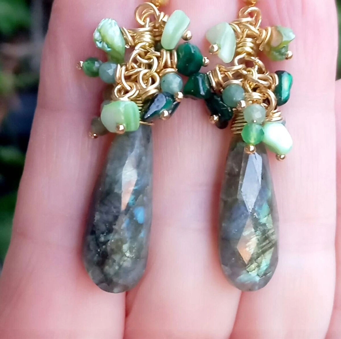 2487 Labradorit el yapımı küpe b