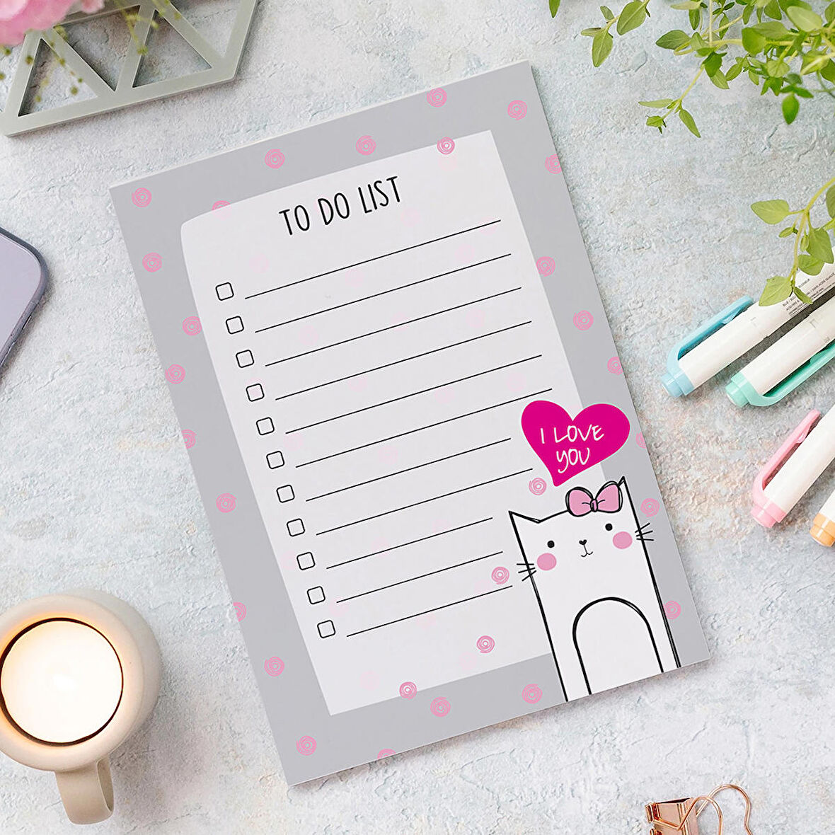 'To Do List - I Love You Cat Not Defteri
