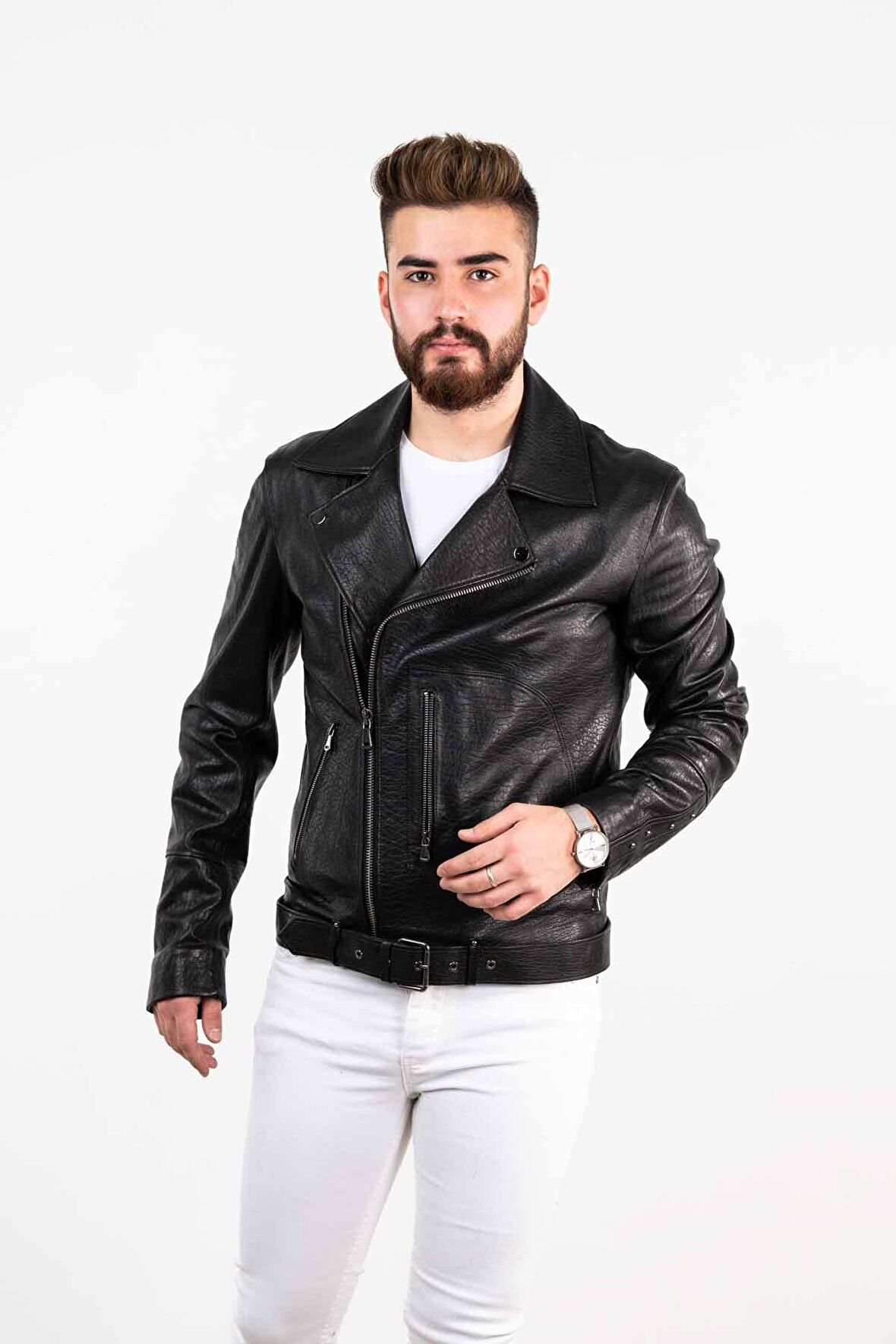 Siyah Erkek Spor Deri Ceket