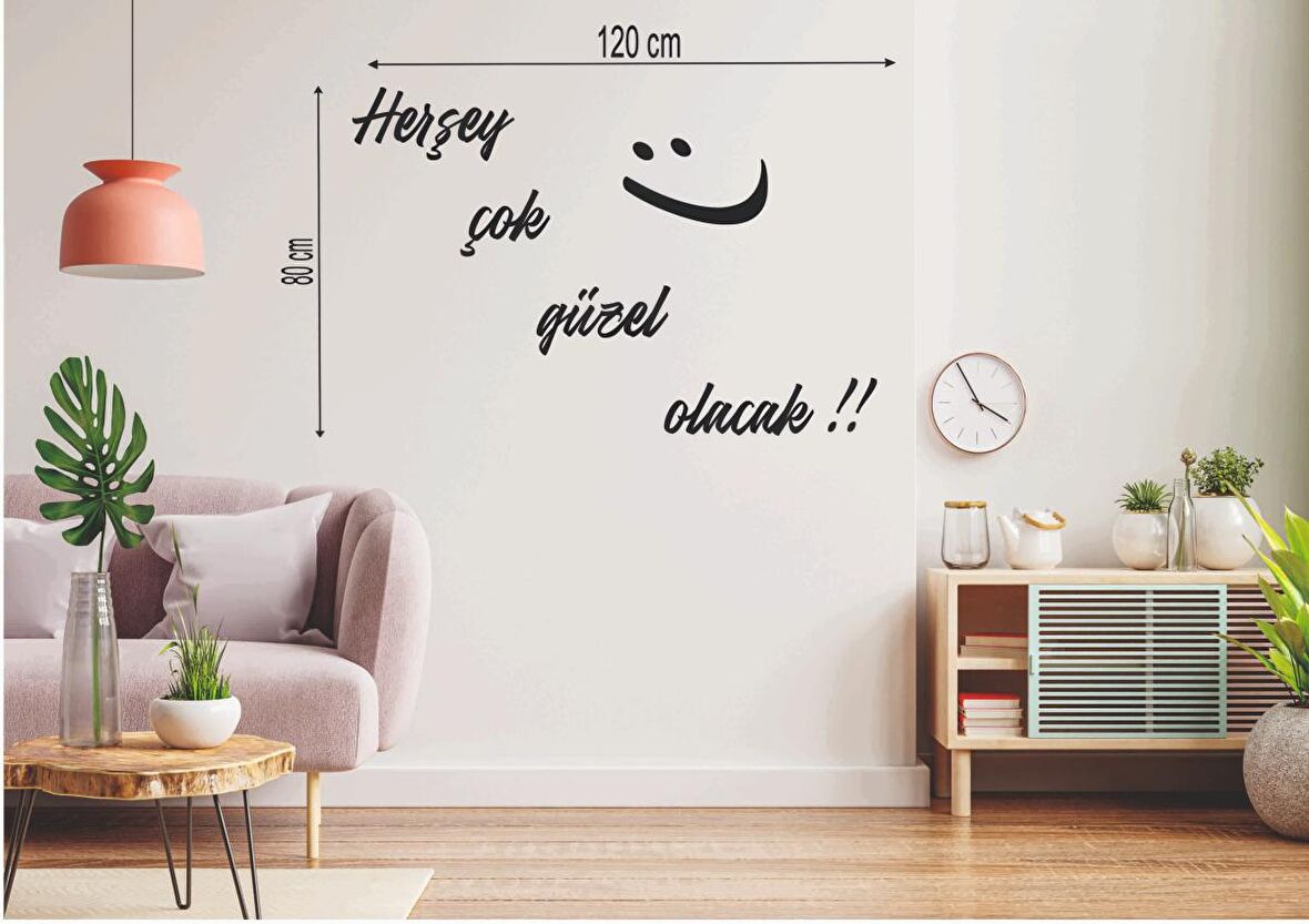 Leylaser  120*80 cm  Her Şey çok Güzel Olacak Ahşap Duvar Yazısı