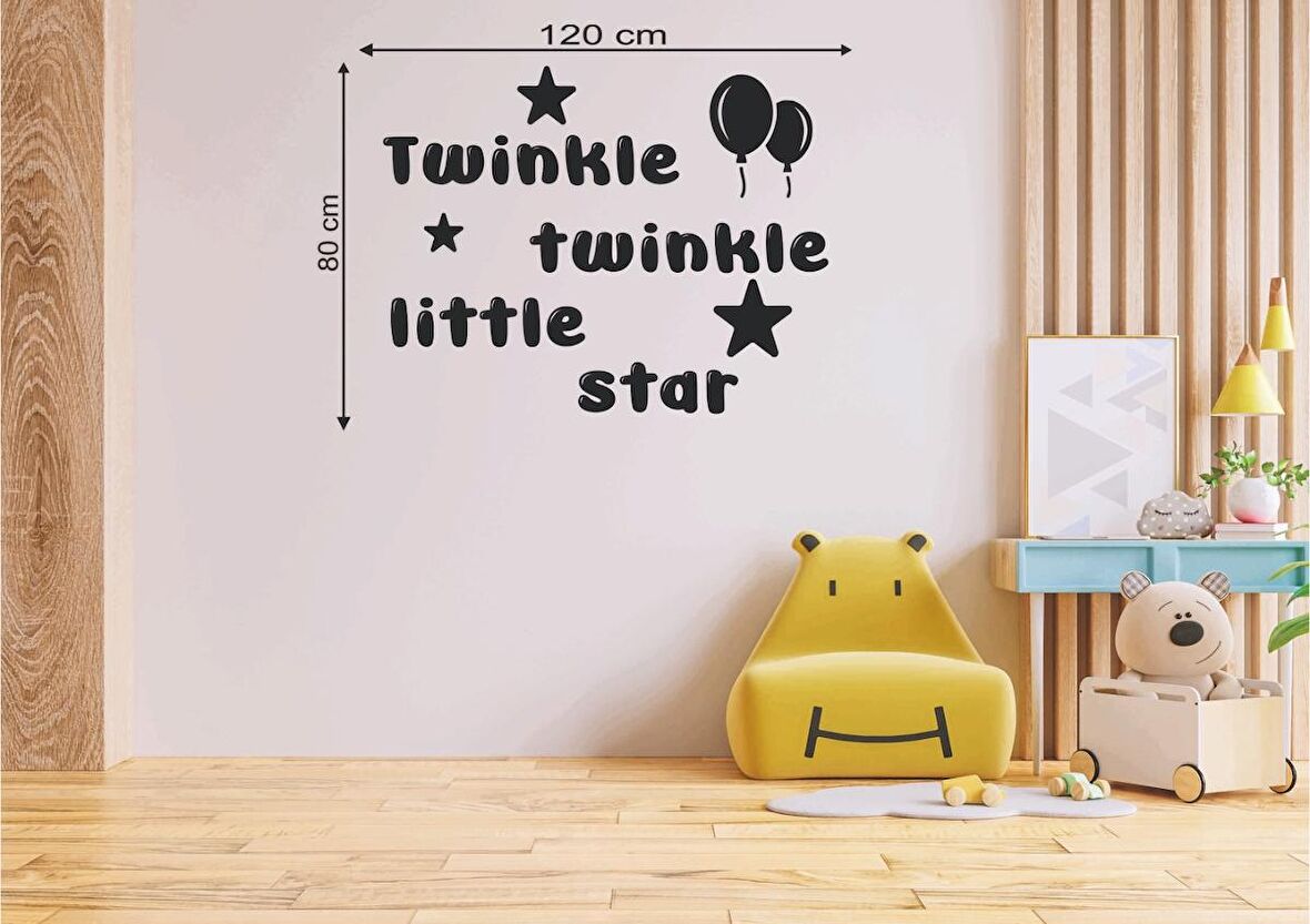 Leylaser 120*80 cm Twinkle Twinkle Little Star Ahşap Duvar Yazısı