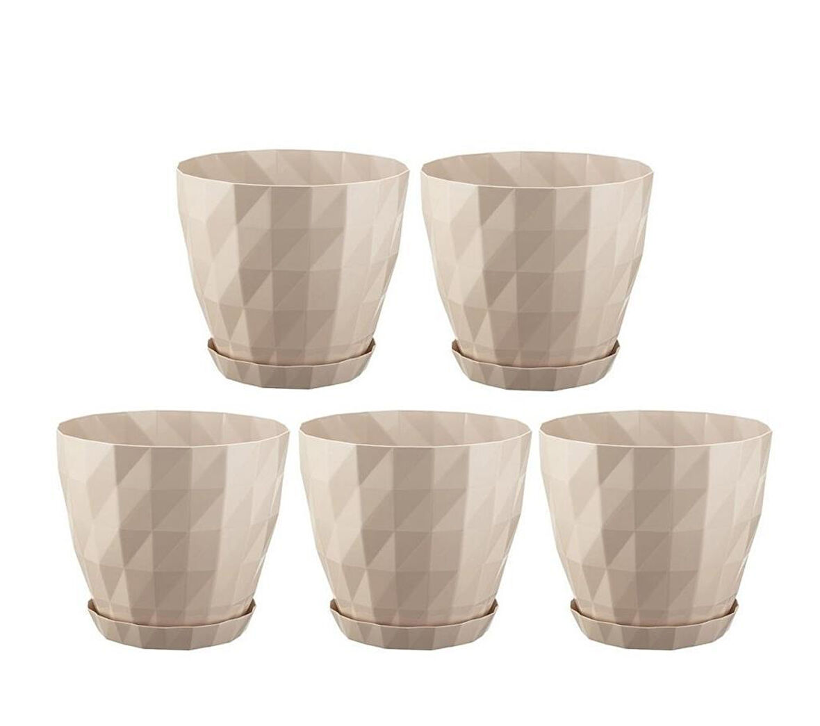 Omnipazar SO-KRT4 Dekoratif Kristal Saksı Takımı 3.25 lt Kirli Beyaz 5 Adet