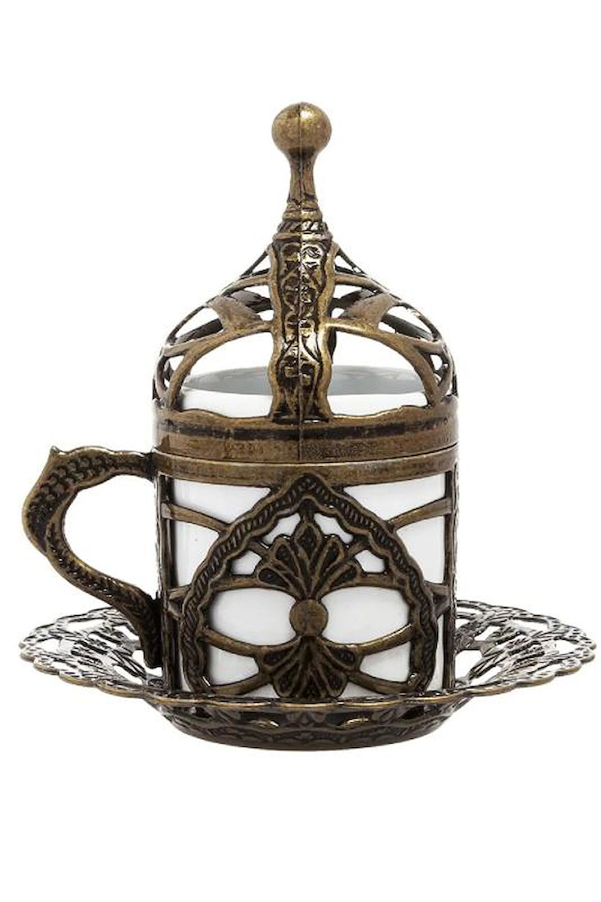 Vintage Otantik Kapaklı Hürrem Kahve Fincanı Antik Yeşil