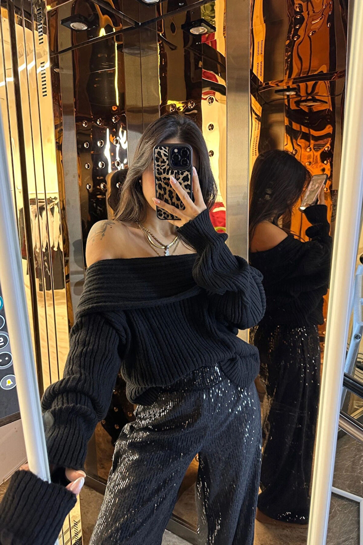 Siyah - Madonna Yaka Triko Kazak