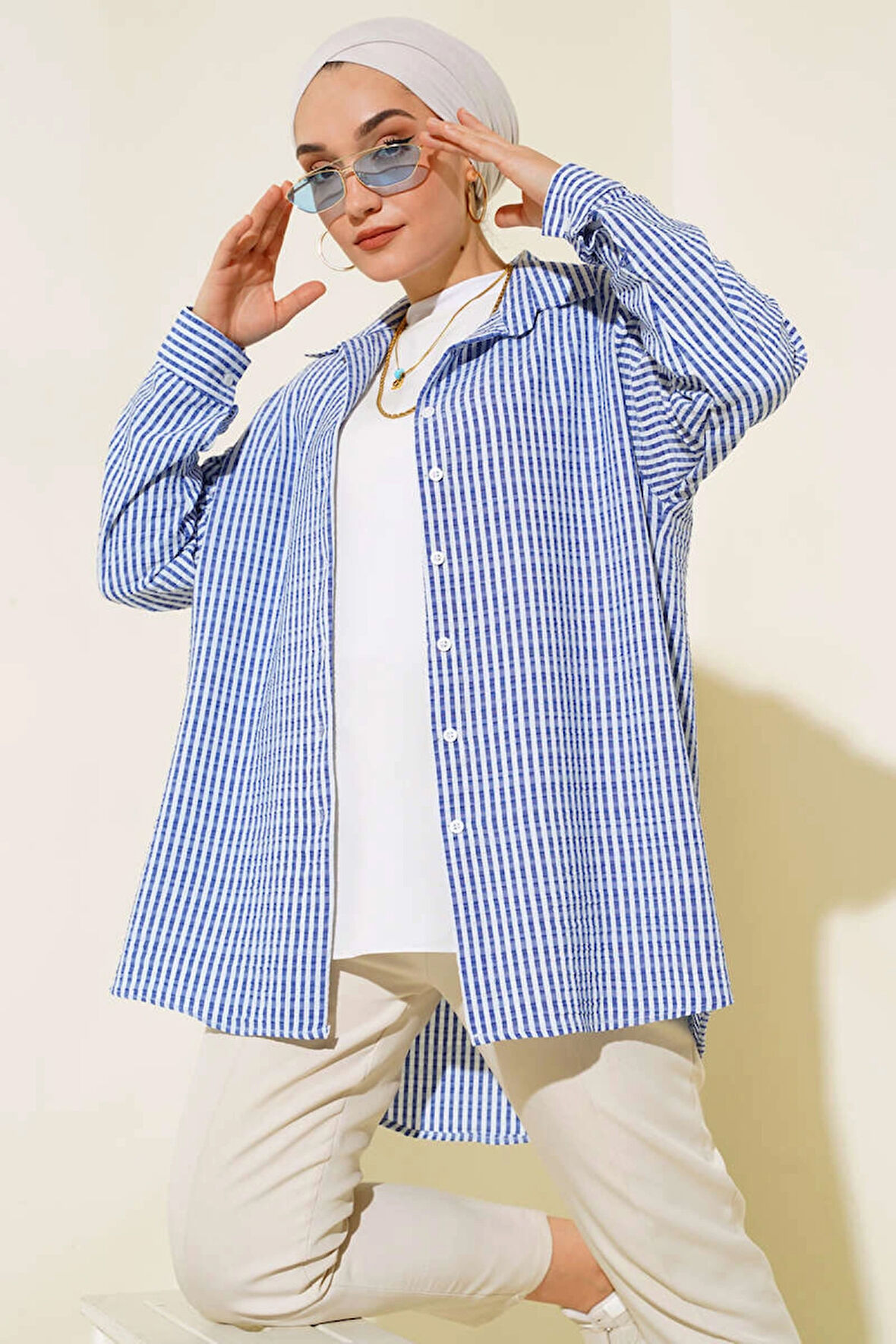 Lacivert - İnce Çizgili Gömlek