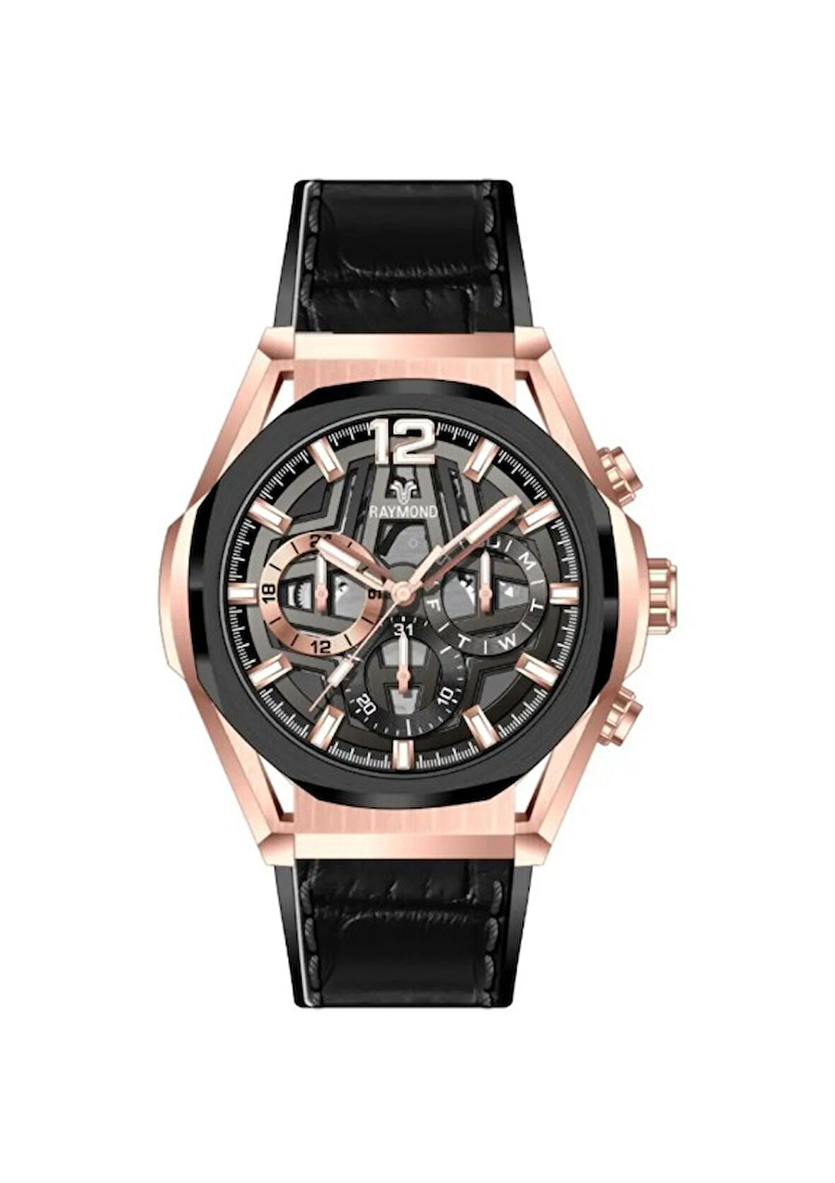 RAYMOND ERKEK KOL SAATİ RYM-9D13-ROSE-SİYAH