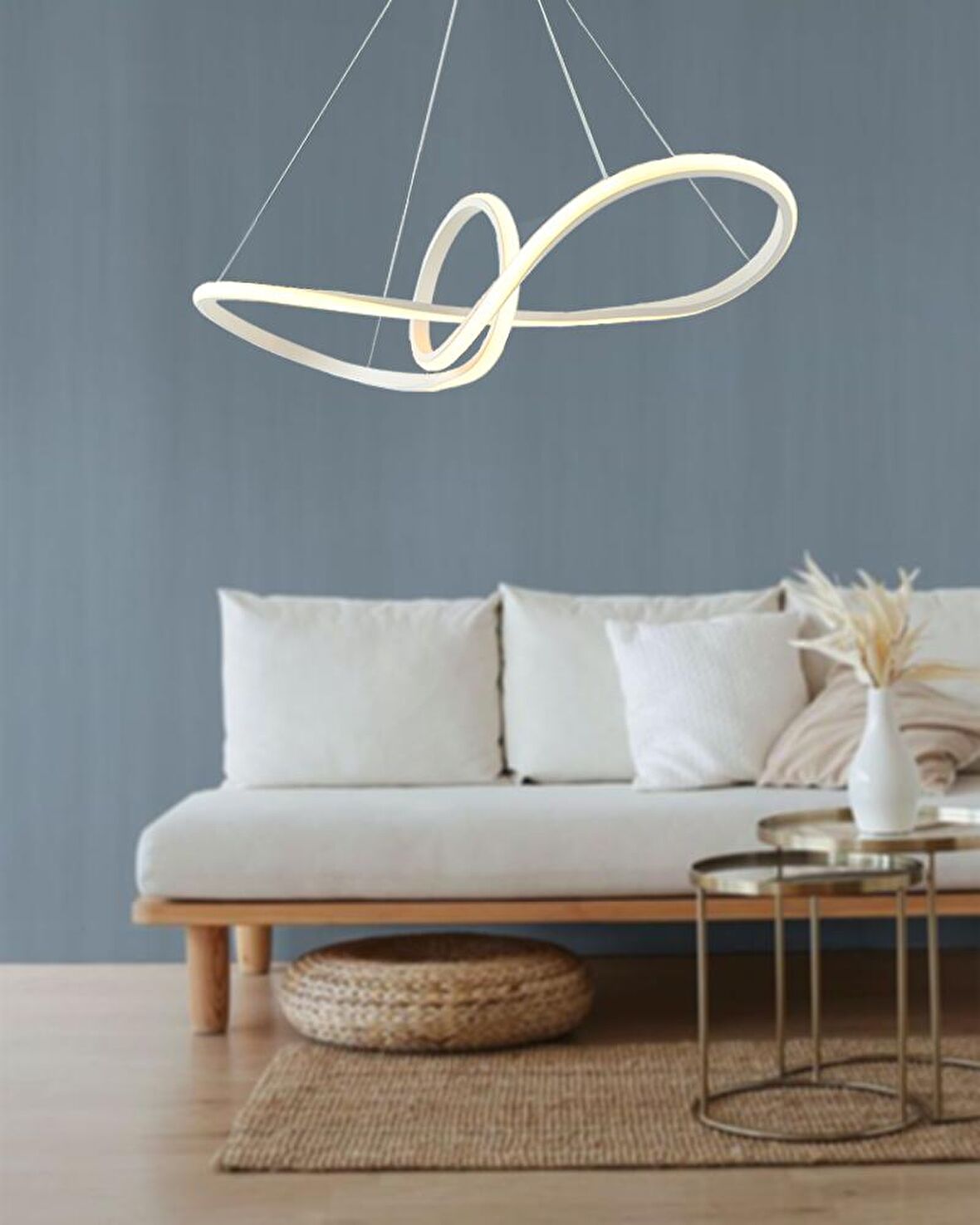 TT002-BY TT Aydınlatma Papyon Modeli (Beyaz Işık ) Mat Beyaz Led Avize