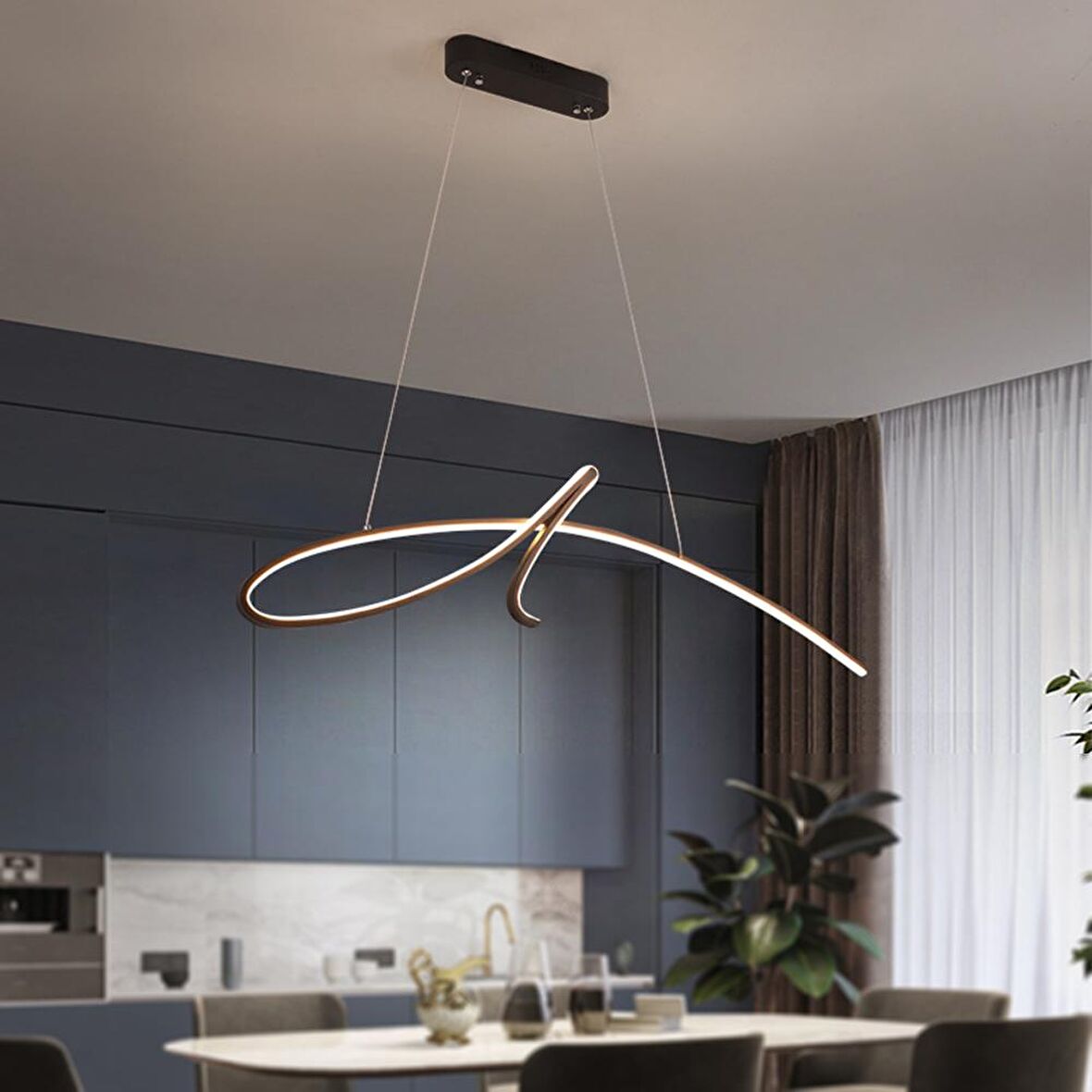 TT018-SY TT Aydınlatma İmza Modeli ( Beyaz Işık Led )  Mat Siyah Led Avize