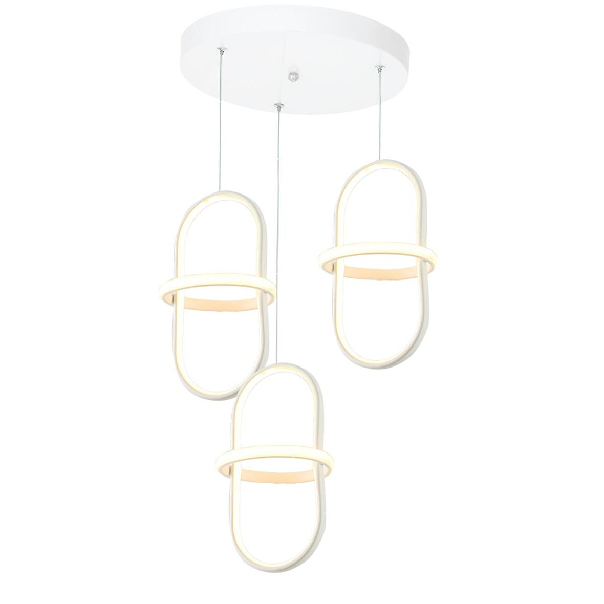 TT006-3Y-BY TT Aydınlatma Minyon Modeli ( Sarı Işık Led )  3 lü Mat Beyaz Yuvarlak Led Avize