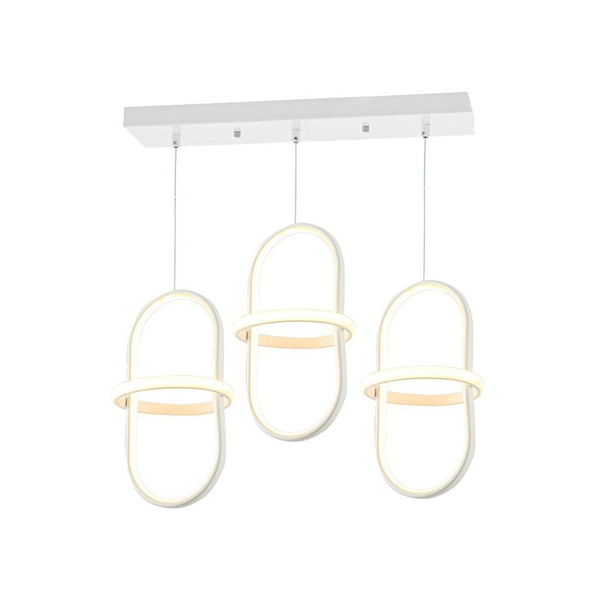 TT006-3S-BY TT Aydınlatma Minyon Modeli ( Sarı Işık Led ) 3 lü Mat Beyaz Sıralı Led Avize