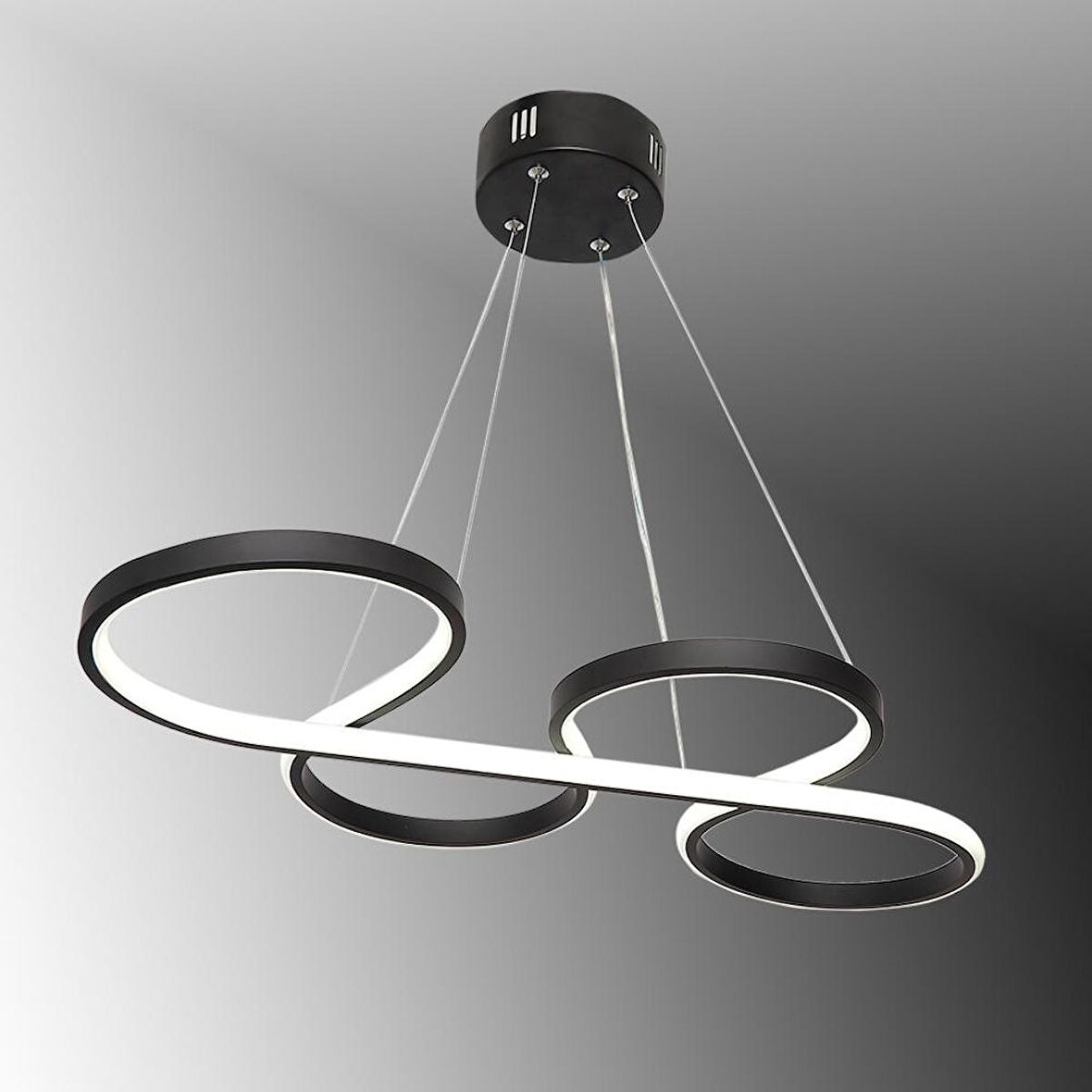 TT025-SY TT Aydınlatma Yılan Modeli Mat Siyah ( Sarı Işık ) Led Avize