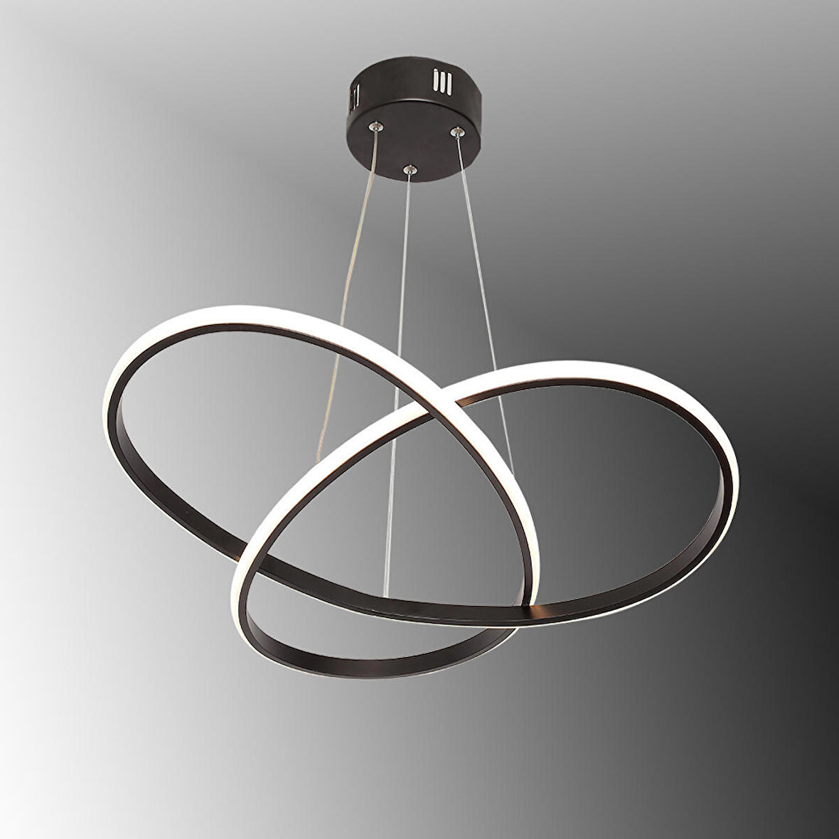 TT310-SY TT Aydınlatma Trio Modeli Mat Siyah ( Beyaz Işık ) Led Avize