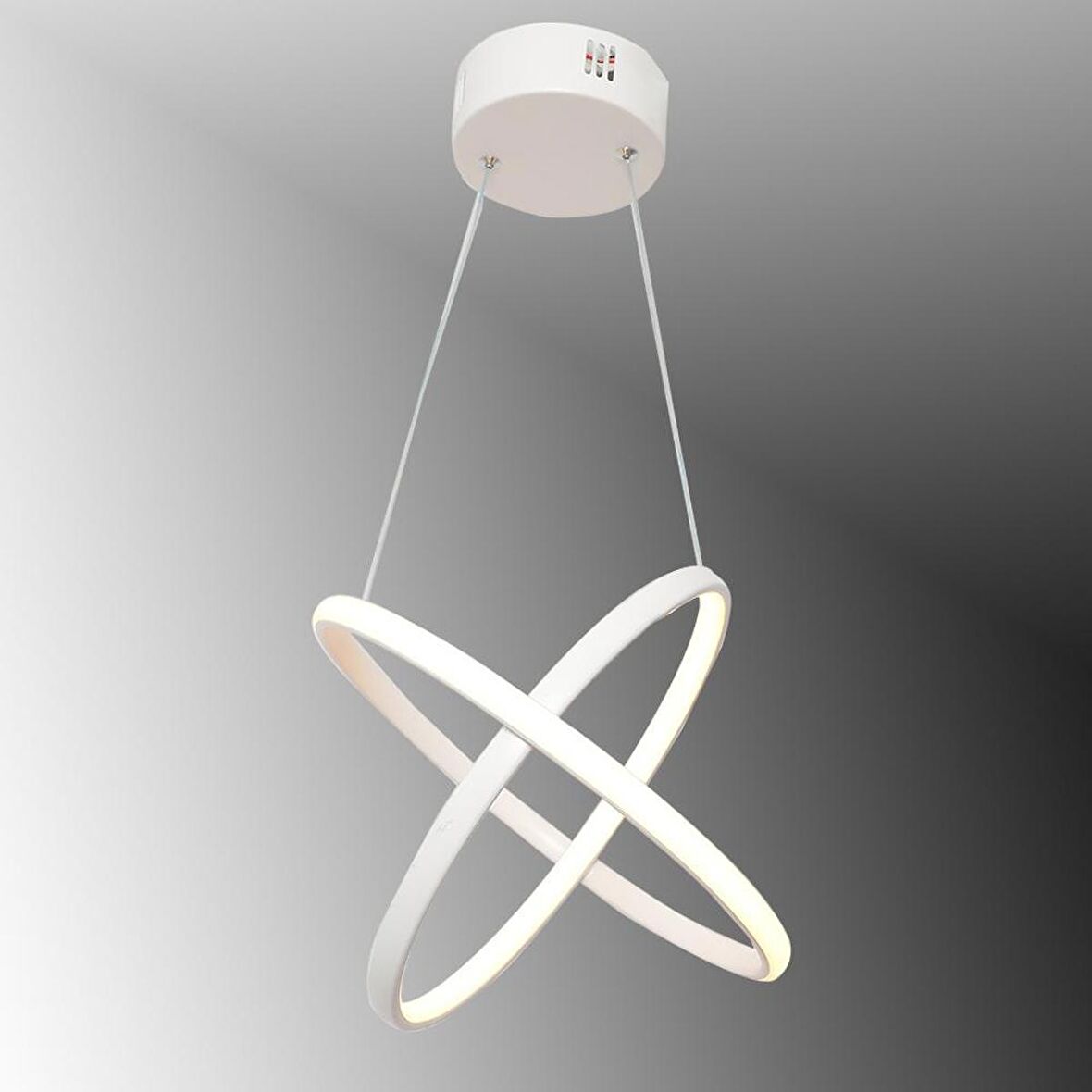 TT315-BY TT Aydınlatma 2Halka Modeli Mat Beyaz ( Sarı Işık ) Led Avize