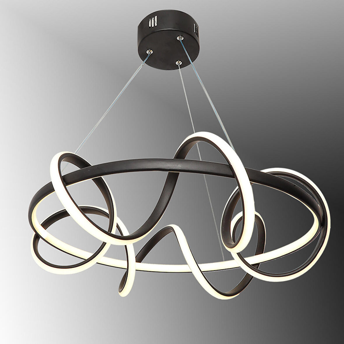TT314-SY TT Aydınlatma Büyük Sarmal Modeli Mat Siyah ( Gün Işığı )  Led Avize