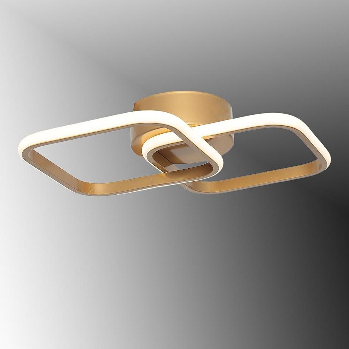 TT405-2-ESK TT Aydınlatma Eskitme Boyalı 2 li Kare  ( Sarı Işık ) Led Avize