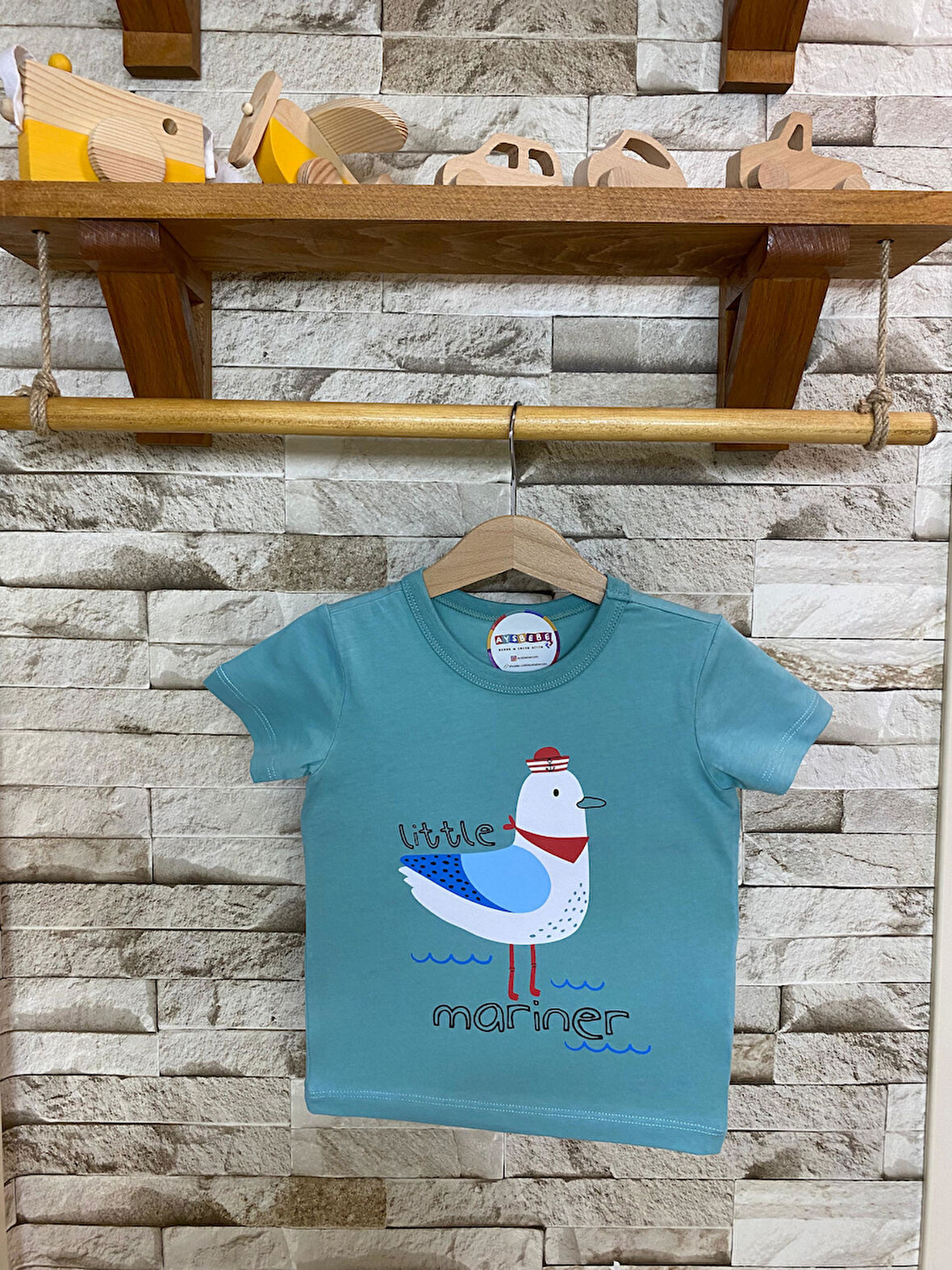 AYSBEBE ÇOCUK TİŞÖRT LITTLE MARINER MARTI DESENLİ