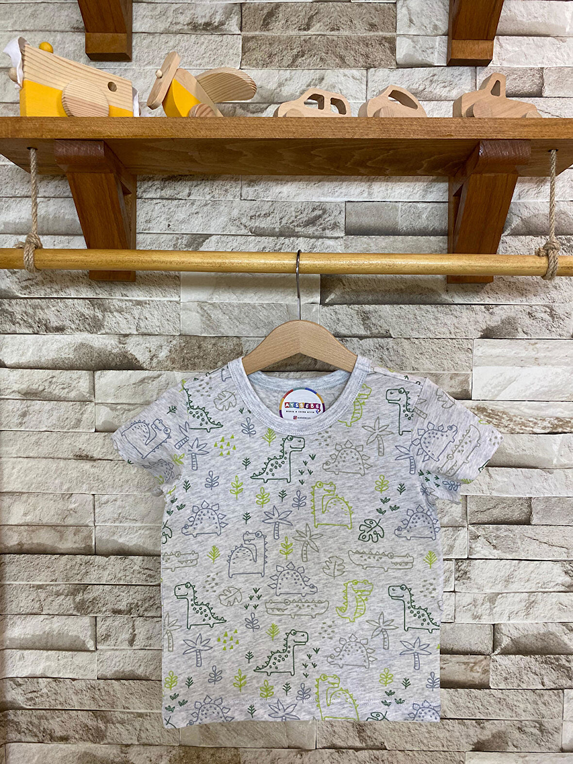 AYSBEBE ÇOCUK TİŞÖRT DİNAZOR DESENLİ