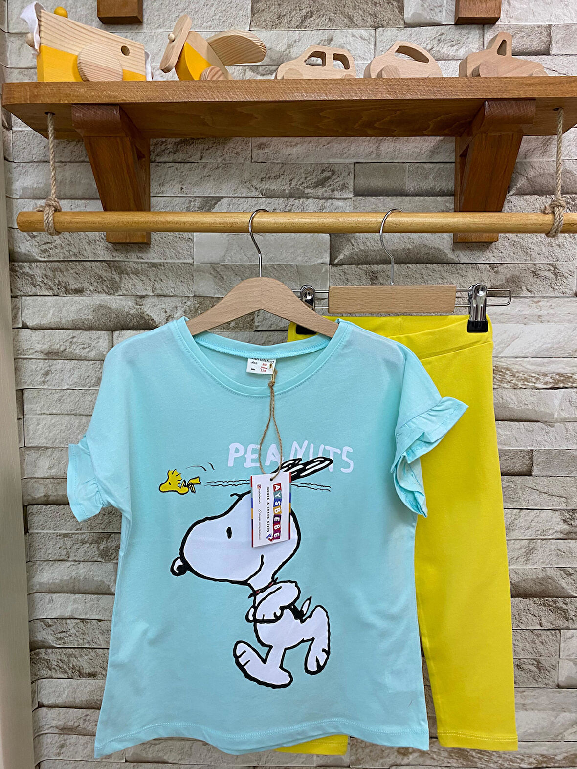 AYSBEBE Tişört + Kapri Tayt Kız Çocuklar için Yazlık Takım