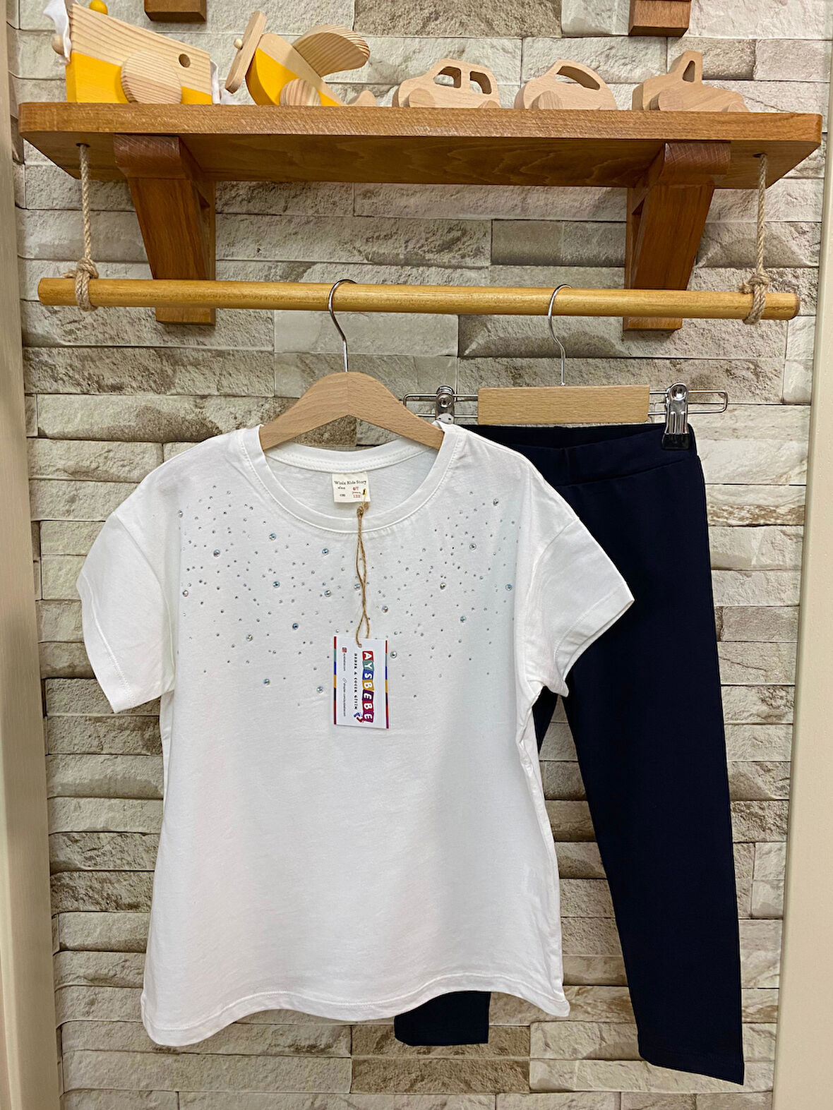 AYSBEBE Tişört + Kapri Tayt Kız Çocuklar için Yazlık Takım