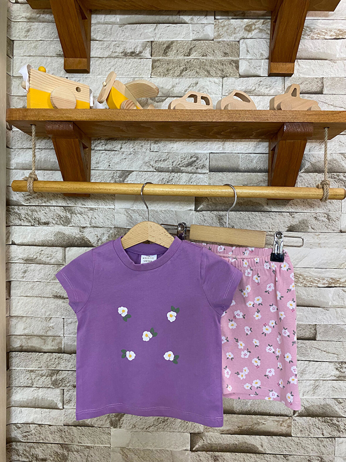 AYSBEBE ÇİÇEK DESENLİ ŞORTLU YAZLIK TAKIM