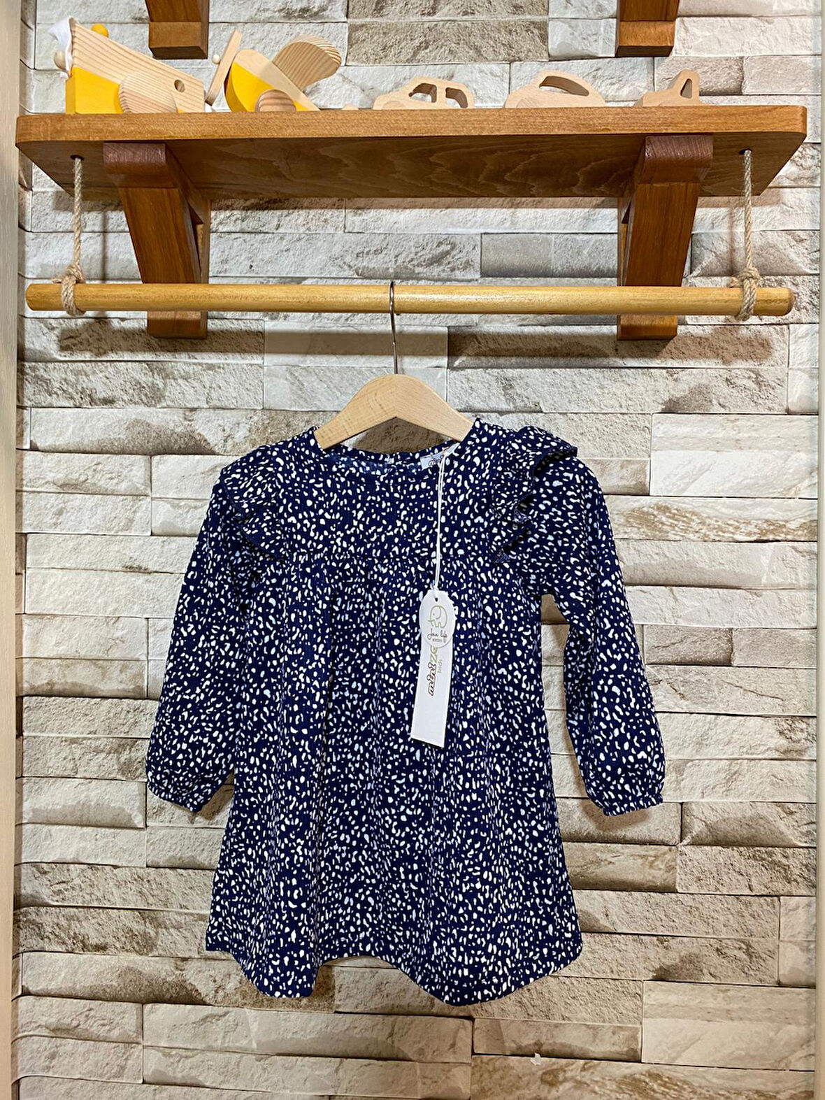 MİNİZOO BABY KRİNKIL FIRFIR DETAYLI KIZ ÇOCUK ELBİSE