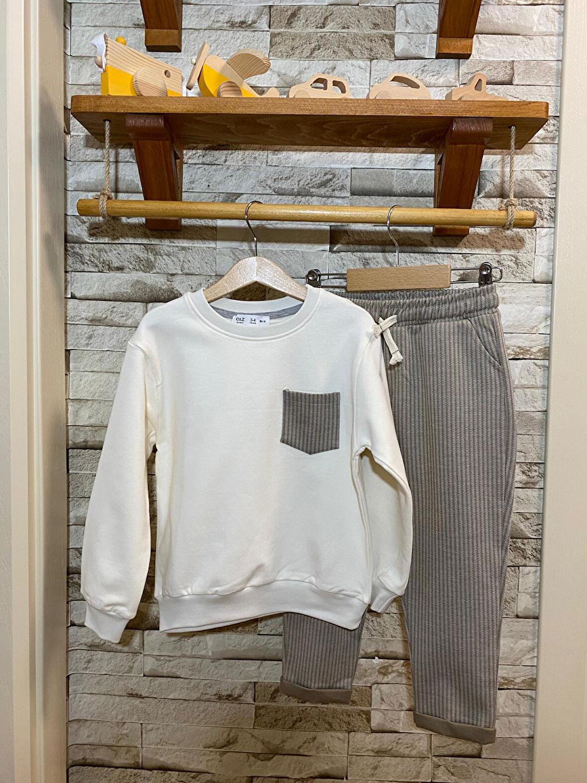 AYSBEBE ÇİZGİLİ CEPLİ ERKEK ÇOCUK TAKIM