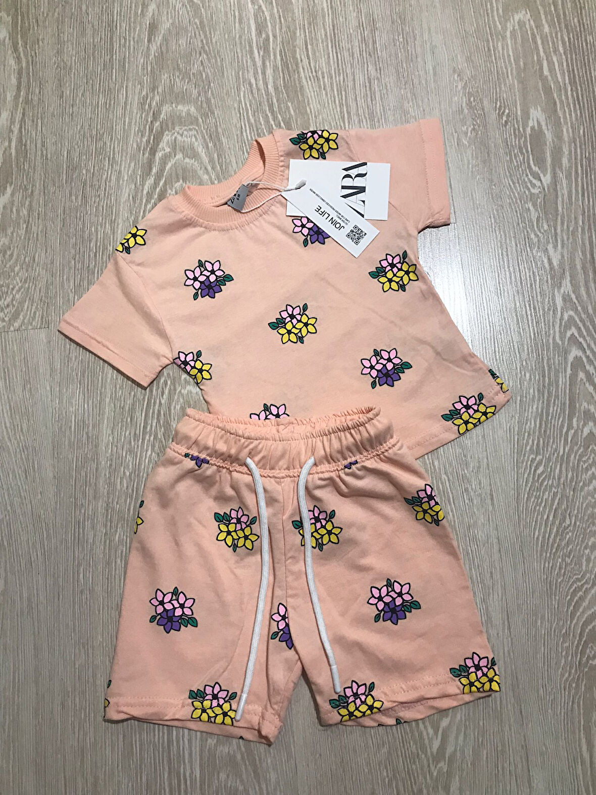 AYSBEBE Çiçek Desenli Kız Çocuk Yazlık Takım