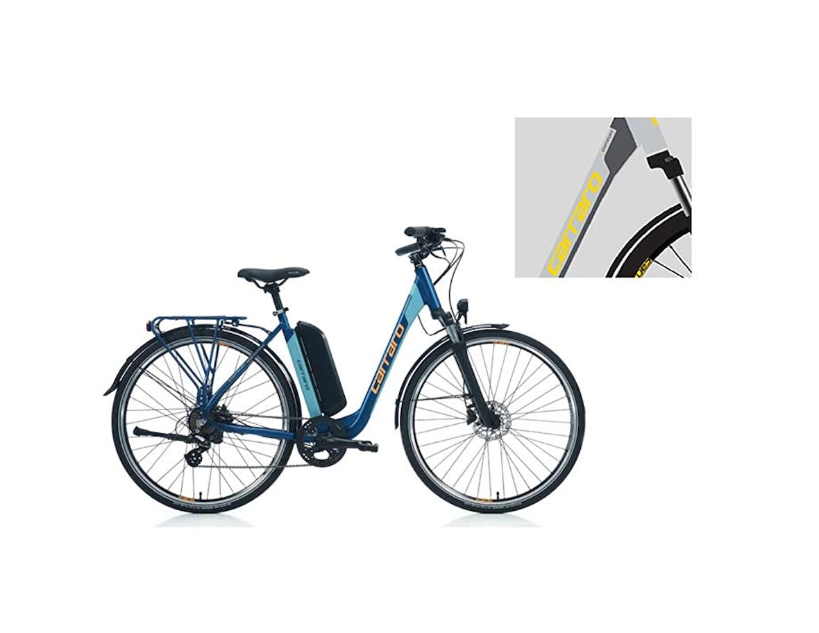 CARRARO E-LINE eCOMFORT 2.1 UNISEX ŞEHİR BİSİKLETİ 470H HD 28 JANT 7 VİTES MAT STORM GRİ ANTRASİT SARI