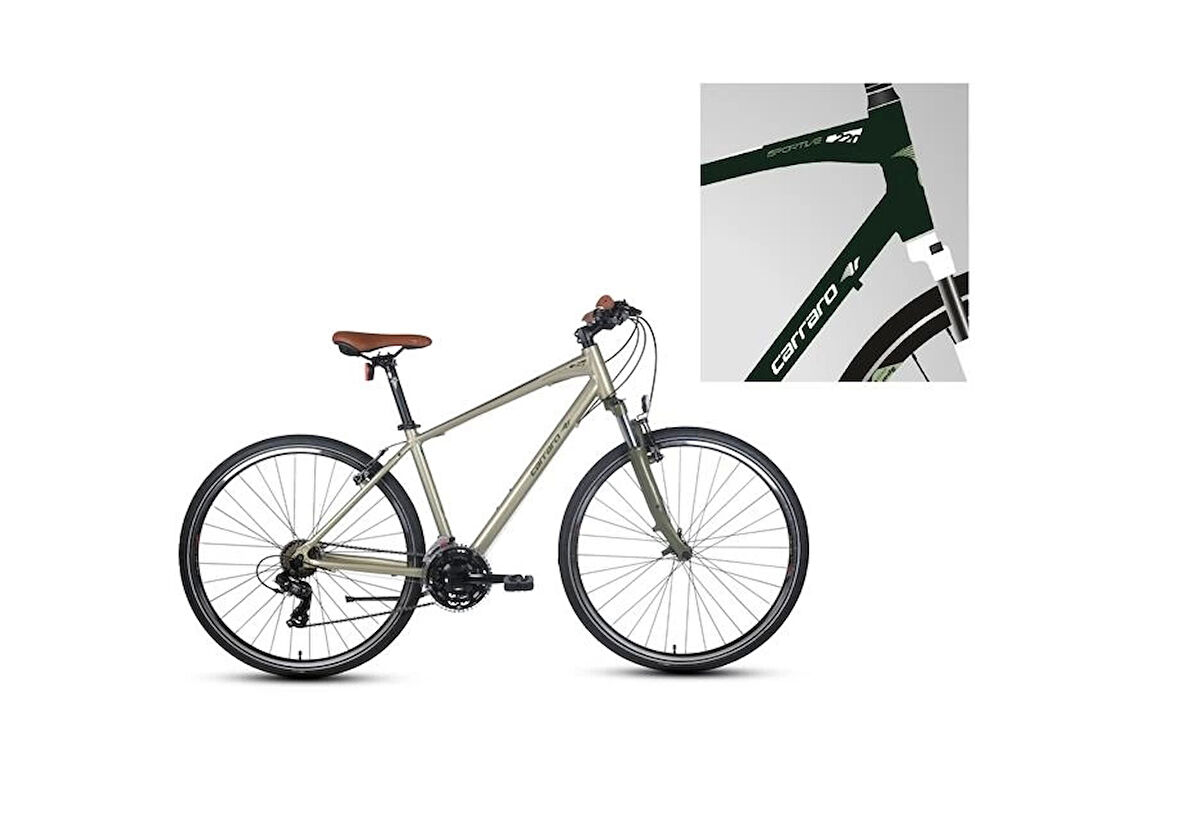 CARRARO SPORTIVE 220 ERKEK ŞEHİR BİSİKLETİ 457H V 28 JANT 21 VİTES MAT KOYU YEŞİL-BEYAZ-YEŞİL