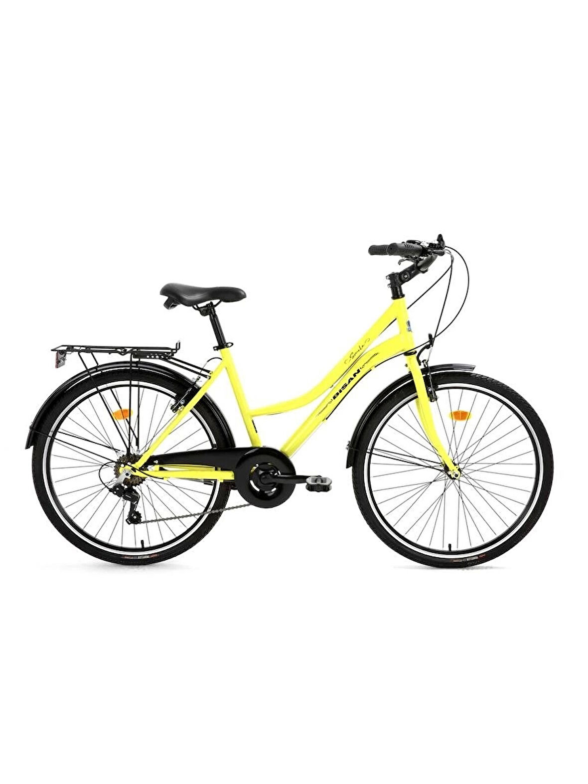 BİSAN SMILE BAYAN ŞEHİR BİSİKLETİ 44CM V 28 JANT 7 VİTES SARI SİYAH