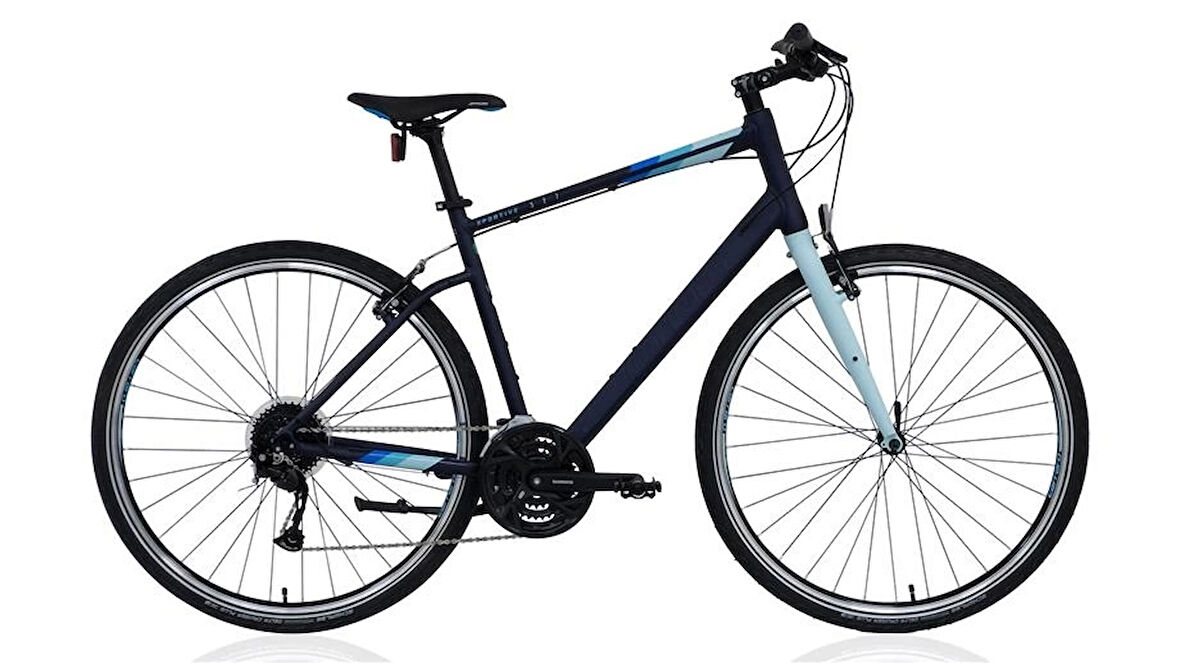 CARRARO SPORTIVE 327 ERKEK ŞEHİR BİSİKLETİ 520H V 28 JANT 27 VİTES MAT LACİVERT AÇIK MAVİ