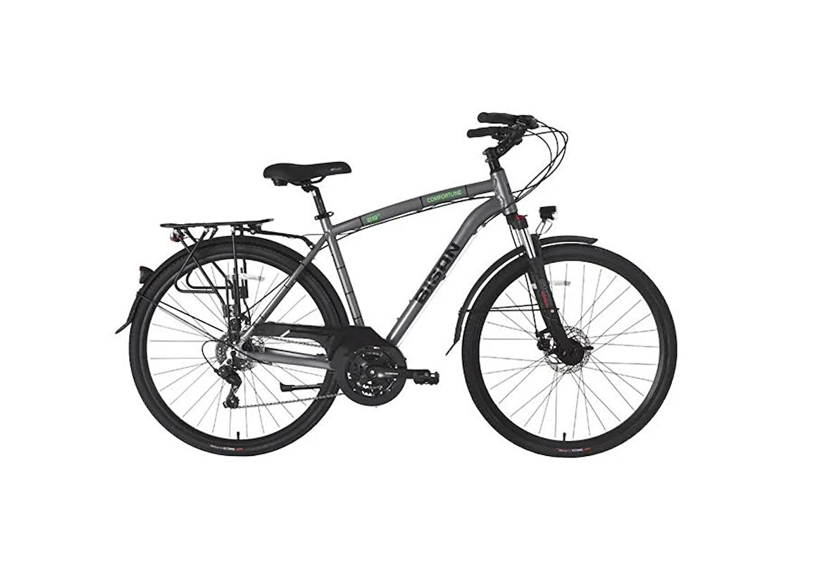 BİSAN COMFORTLİNE ERKEK ŞEHİR BİSİKLETİ 52CM MD 28 JANT 21 VİTES METALİK GRİ YEŞİL
