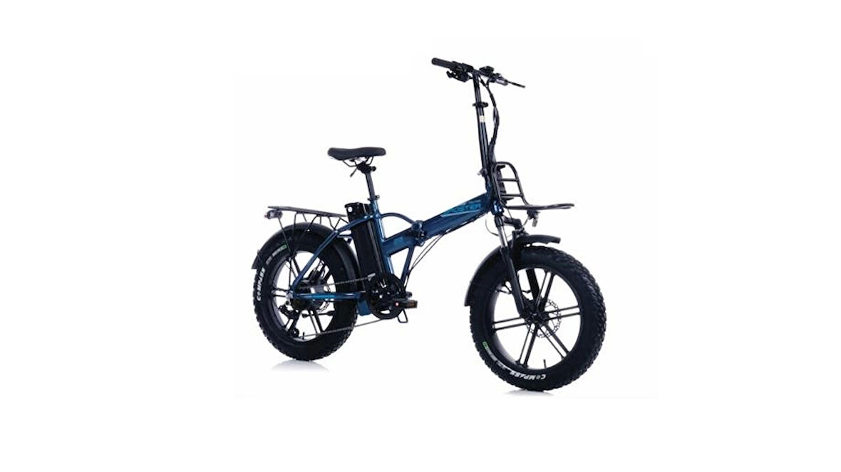 CORELLİ BROSTER TECHLA FAT BIKE ELEKTRİKLİ KATLANIR BİSİKLET 42CM HD 20 JANT 7 VİTES METALİK MAVİ