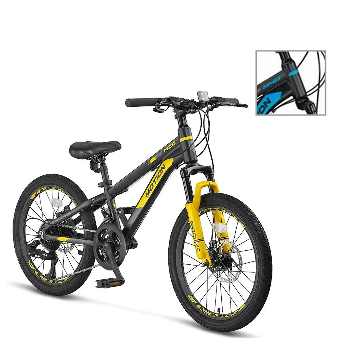 ÜMİT 2078 M-2D MOTION ERKEK ÇOCUK BİSİKLETİ 254H V 20 JANT 21 VİTES SİYAH MAVİ