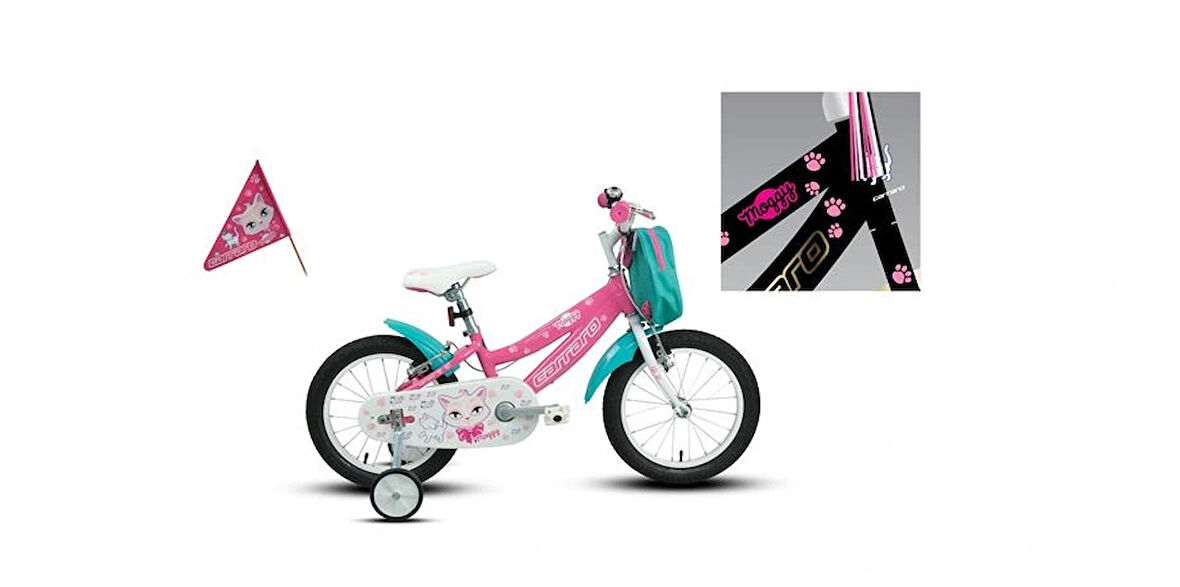 CARRARO MOGGY KIZ ÇOCUK BİSİKLETİ 250H V 20 JANT SİYAH ALTIN PEMBE